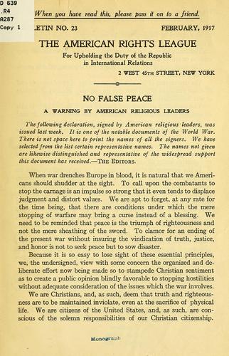 Cover for No false peace