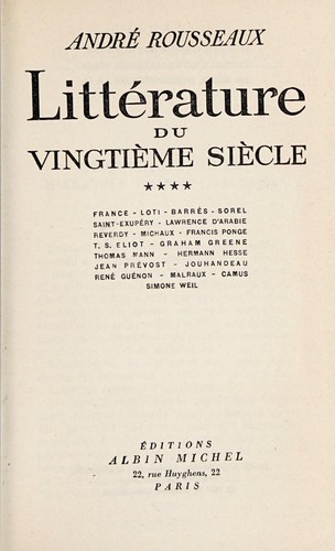 Cover for Littérature du vingtième siècle