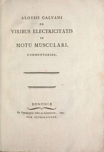 Cover for Aloysii Galvani De viribus electricitatis in motu musculari commentarius