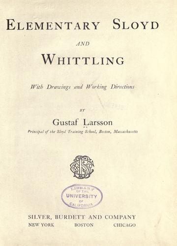 Cover for Elementary sloyd and whittling