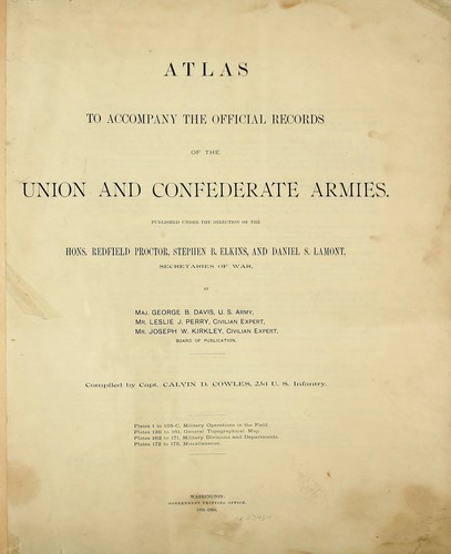 Cover for Atlas to accompany the official records of the Union and Confederate armies