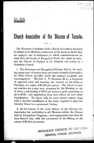 Cover for Church Association of the Diocese of Toronto