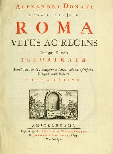 Cover for Alexandri Donati e Societate Jesu Roma vetus ac recens