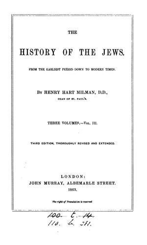 Cover for The history of the Jews [by H.H. Milman].