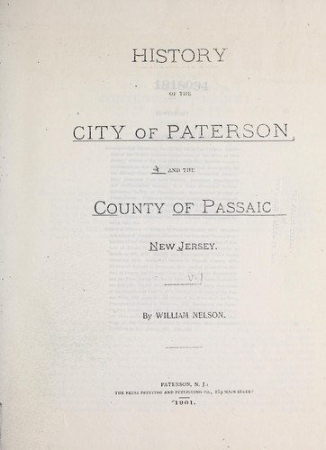 Cover for History of the city of Paterson and the county of Passaic, New Jersey