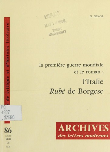 Cover for La première guerre mondiale et le roman
