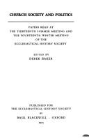 Cover for Church Society and Politics (Studies in church history)