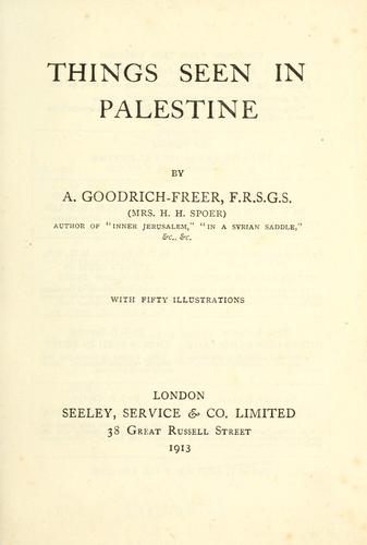 Cover for Things seen in Palestine