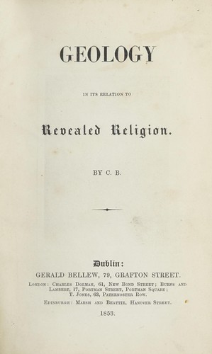 Cover for Geology in its relation to revealed religion