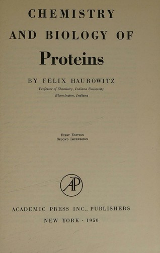 Cover for Chemistry and Biology of Proteins