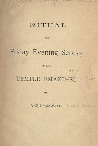 Cover for Ritual for Friday evening service in the Temple Emanu-El of San Francisco.