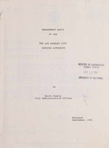 Cover for Management audit of the Los Angeles City Housing Authority
