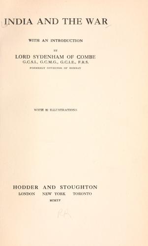 Cover for India and the war
