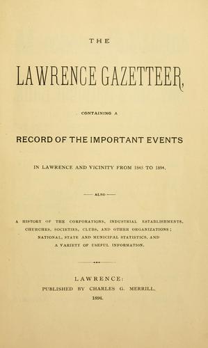 Cover for The Lawrence gazetteer