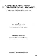 Cover for Community development in pre-independence Zimbabwe