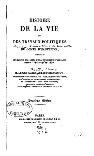 Cover for Histoire de la vie et des travaux politiques du comte d'Hauterive