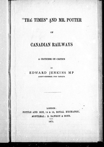Cover for "The Times" and Mr. Potter on Canadian railways