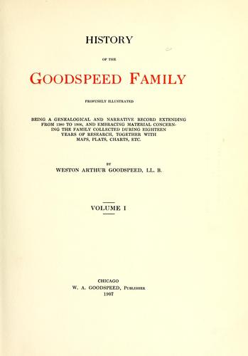 Cover for History of the Goodspeed family, profusely illustrated