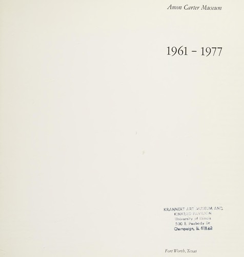 Cover for Amon Carter Museum, 1961-1977.