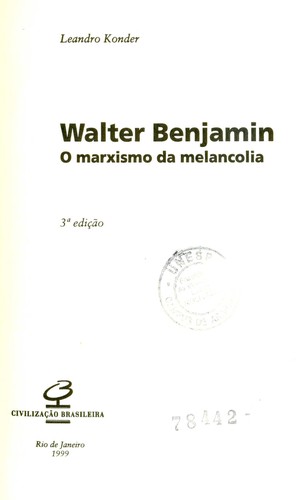 Cover for Walter Benjamin