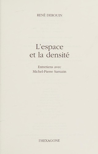 Cover for L' espace et la densité