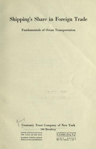 Cover for Shipping's share in foreign trade