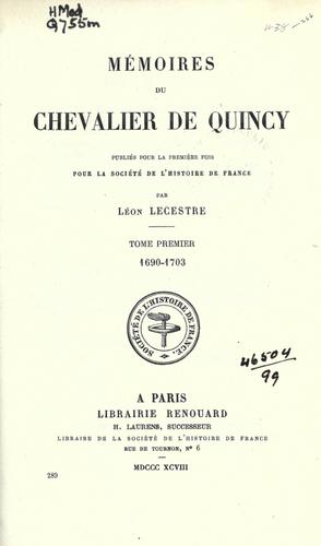 Cover for Mémoires du chevalier de Qunicy
