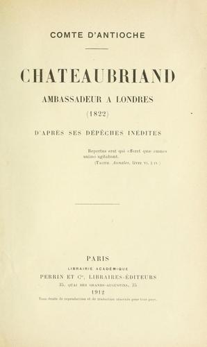 Cover for Chateaubriand, ambassadeur à Londres (1822)