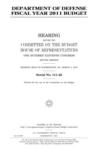 Cover for Department of Defense fiscal year 2011 budget