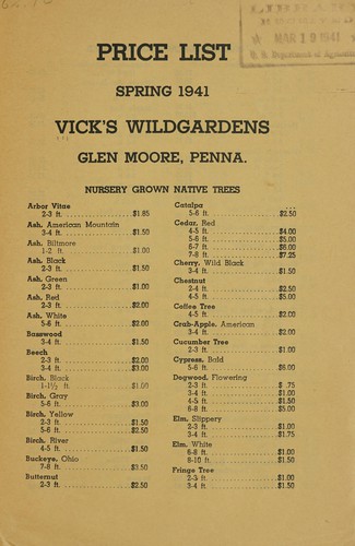 Cover for Price list, spring 1941