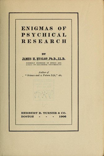 Cover for Enigmas of psychical research