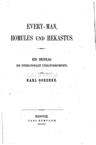 Cover for Every-man, Homulus und Hekastus.