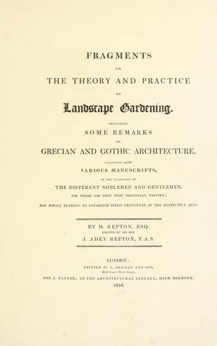 Cover for Fragments on the theory and practice of landscape gardening
