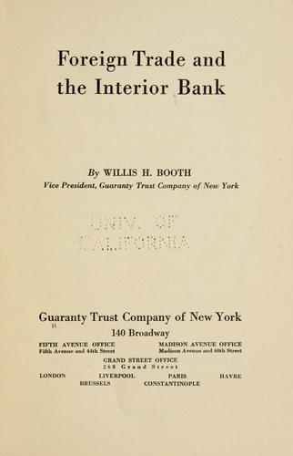 Cover for Foreign trade and the interior bank