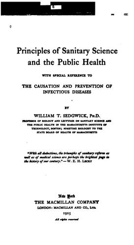 Cover for Principles of sanitary science and the public health with special reference to the causation and prevention of infectious diseases