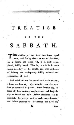 Cover for A treatise on the sabbath