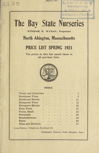 Cover for Price list spring 1921