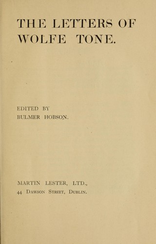 Cover for The letters of Wolfe Tone