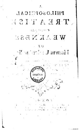 Cover for A philosophical treatise concerning the weakness of human understanding