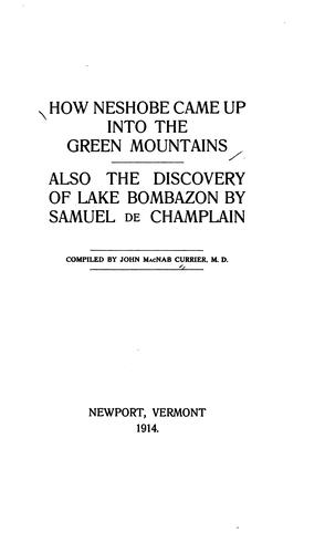 Cover for How Neshobe came up into the Green Mountains
