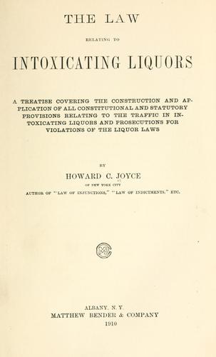 Cover for The law relating to intoxicating liquors