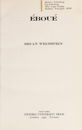 Cover for Eboué.