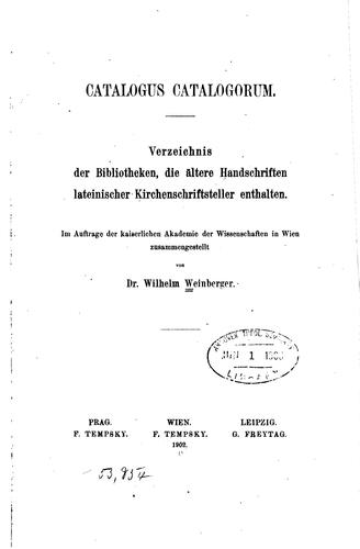 Cover for Catalogus catalogorum.