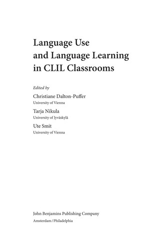 Cover for Language use and language learning in CLIL classrooms