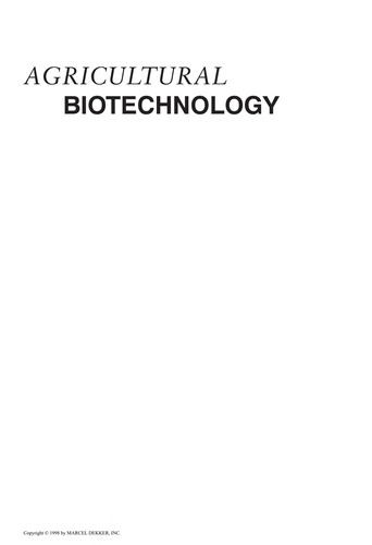 Cover for Agricultural biotechnology