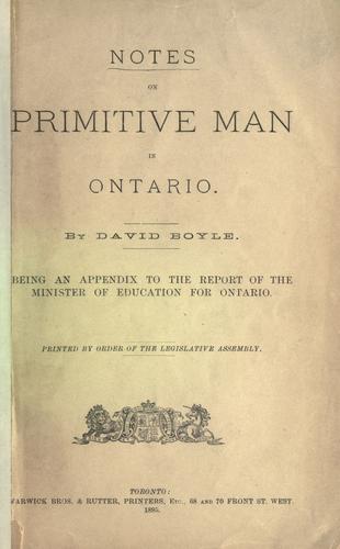 Cover for Notes on primitive man in Ontario