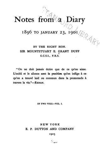 Cover for Notes from a diary