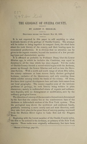 Cover for The geology of Oneida County