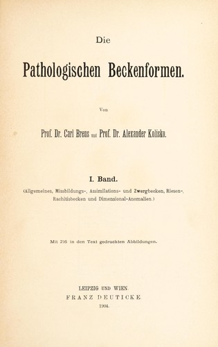 Cover for Die pathologischen Beckenformen