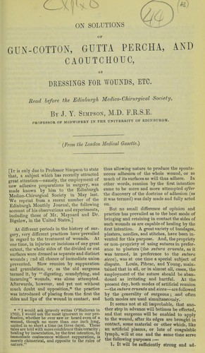 Cover for On solutions of gun-cotton, gutta percha, and caoutchouc, as dressings for wounds, etc